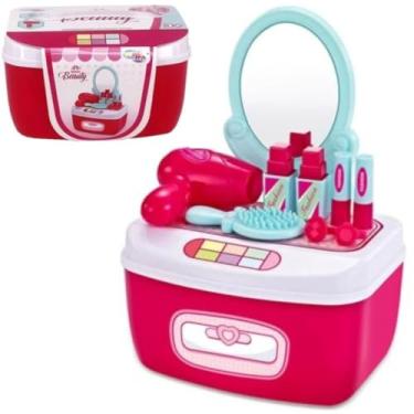 Imagem de KIT 2 MALETA BEAUTY INFANTIL PARA MENINAS KIT BELEZA BRINQUEDO 12 PÇS MAQUIAGEM FAZ DE CONTA EDUCATIVO SALÃO DE BELEZA CRIATIVIDADE CRIANÇA 17/13 CM