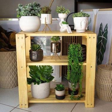 Imagem de Prateleira Multiuso 3 Andares  Em Madeira Natural - Decore Fácil Shop