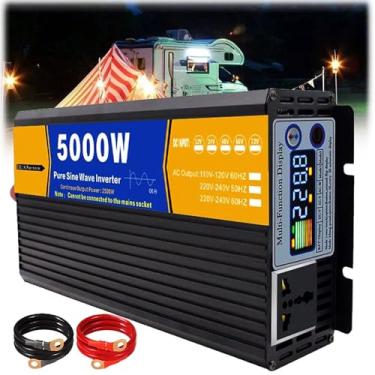 Imagem de Inversor de onda senoidal pura de 5000 watts 12 V 24 V 48 V 60 V 72 V para conversor de energia CA de 110 V/220 V com 1 tomada CA, display LCD para casa, acampamento, RV,12V to 110V