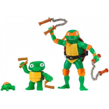 Imagem de Teenage Mutant Ninja Turtles: Mutant Mayhem 4.5” Michelangelo Making of A Ninja Basic Action Figure by Playmates Toys