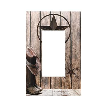 Imagem de Western Texas Star 1 Gang Rocker Light Switch Cover Single Decora Wall Plate Decorativo Interruptor Elétrico GFCI Tomada Capas Frontal para Cozinha Banheiro Casa Fazenda Decoração de Casa