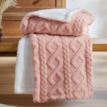 Imagem de Cobertor Sherpa Bedsure para Sofá - 130x150cm - Rosa