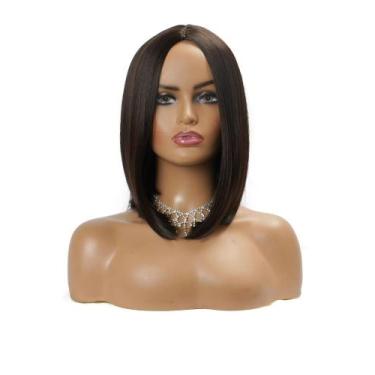 Imagem de Peruca Bob Curta Lisa Castanho Claro 100% Bio Orgânica Natural - GM Ha