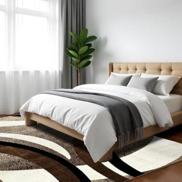 Imagem de 1 Tapete Quarto Belga Beira de Cama Es Mo 140 x 200 Vr (D4Mod Bege Preto Branco Marrom Moderno Manchado Abstrato)