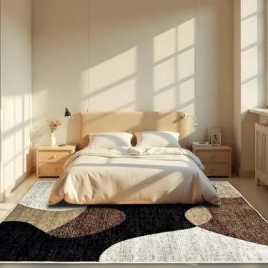 Imagem de 1 Tapete Quarto Belga Beira de Cama Es Mo 200 x 250 Vr (D6Mod Bege Preto Marrom Marfim Moderno Manchado Abstrato)