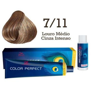 Imagem de Coloração Color Perfect 7/11 Louro Médio Cinza Intenso + Oxidante Well