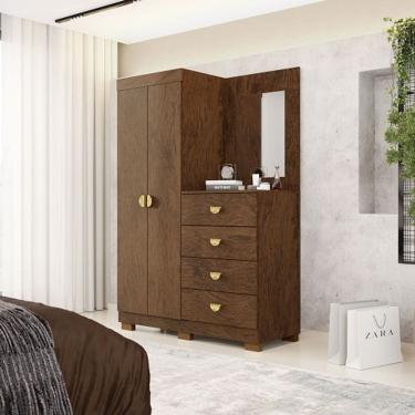 Imagem de Cômoda Roupeiro Cristal Com Espelho Imbuia - Vila Rica Móveis