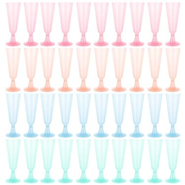 Imagem de WOPPLXY Pacote com 100 taças de champanhe de plástico, taças de champanhe coloridas de 142 g, taças de champanhe de plástico para casa, vida diária, festa, aniversário, casamento, brinde, champanhe