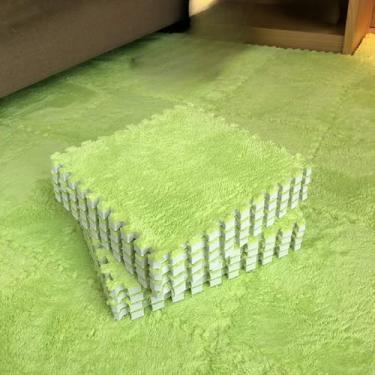 Imagem de 60 peças de tapete de pelúcia macio para brincar, espuma, tapete infantil, intertravamento, ladrilhos de exercícios, piso, carpete e tapete para crianças, almofada 30 * 30 cm, verde fruta, 60 peças