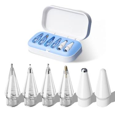 Imagem de Pacote com 6 pontas de lápis de substituição para Apple Pencil Pro/2ª geração/1ª geração/USB-C, pontas de caneta para iPad atualizadas com estojo de armazenamento, conjuntos de pontas de lápis para