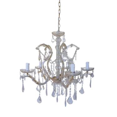 Imagem de Lustre Pendente 50cm Candelabro 5 Braços com Pingentes 5 Lâmpadas E14 Bivolt.