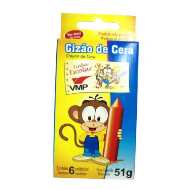 Imagem de Gizão de Cera 6 Unidades Cores Sortidas para Pré-Escolar Não Tóxico