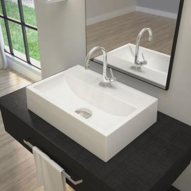 Imagem de Kit 3 Cubas Q45 e Válvula Click 1 g Pol. com Sifão e Flexível Compace Branco