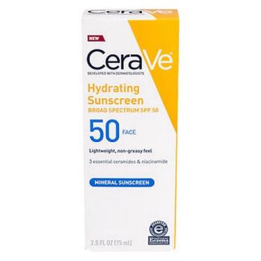 Imagem de Protetor solar hidratante de amplo espectro spf 50 2,5 onças da Cerave (pacote com 4)