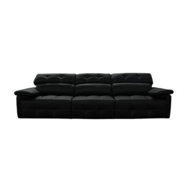 Imagem de Sofá Retrátil e Reclinável de Couro Queen (3 módulos) 3,30 m Preto Pig