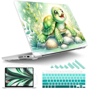 Imagem de Tuiklol Capa para MacBook Pro 16 M4 2024 2023 2022 2021 versão M4 A3403 A3186 M3 A2991 M2 A2780 M1 A2485 Pro/Max com tela retina, Touch ID, capa rígida de plástico + protetor de tela, tartaruga