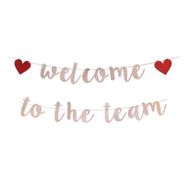 Imagem de Etaredkj Welcome to The Team Banner Rose Gold Glittery New Employee Member Welcome Banner Decorações para festa de escritório