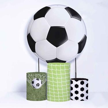 Imagem de Kit Painel de Festa Redondo de 1,80m e Trio de Cilindros Futebol - Fera Print