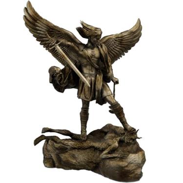 Imagem de Estátua do Arcanjo Miguel Anjo Vencedor do Mal - Versão 2 (Cor Ouro Velho)
