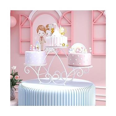 Imagem de Suporte para Bolo Prateleira europeia Dobos Torte Expositor de padaria Prateleira de decoração de festa de casamento de aniversário Suporte para Sobremesa(Branco)