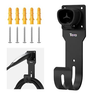 Imagem de Tera Suporte de cabo carregador EV para Tesla: organizador de conector de parede à prova d'água com gancho J para estação de carregamento de veículos elétricos