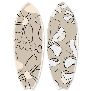 Imagem de NotoriArt Arte minimalista de parede acrílica costeira Matisse fácil de pendurar, 2 painéis 33 x 94 cm, conjunto de skimboard natural