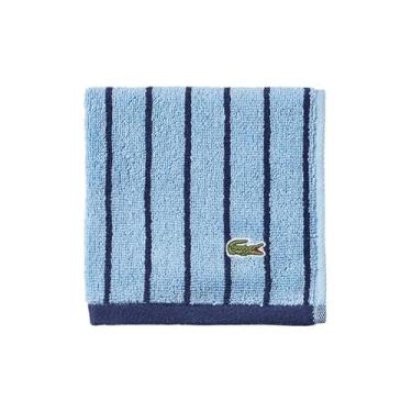Imagem de Lacoste Toalha de marca central — Design listrado jacquard 100% algodão macio, leve, absorvente e durável, secagem rápida, azul, pano de lavagem de 33 cm x 33 cm
