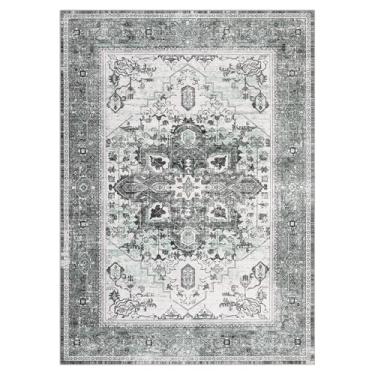 Imagem de dainslef Tapetes laváveis de 20 x 25 cm, tapetes resistentes a manchas para sala de estar, quarto, tapete antiderrapante para decoração de casa, design persa tradicional, tapetes vintage com estampa