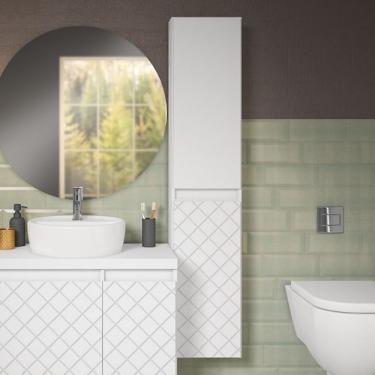 Imagem de Armário Aéreo Para Banheiro 2 Portas 5 Prateleiras Mônaco Darabas Agardi Branco/branco