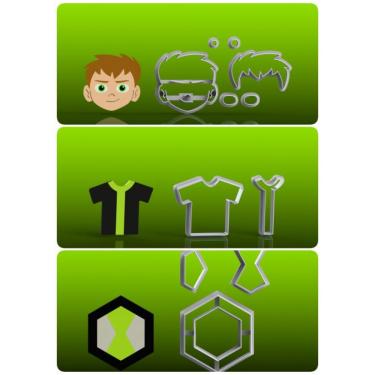 Imagem de Cortador Ben 10 Kit 3 Modelos Modular Tamanho 6Cm