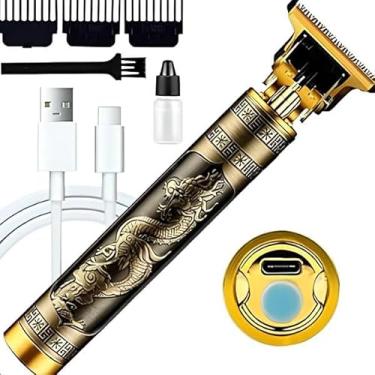 Imagem de Máquina Profissional Dragão Acabamento Sem Fio Cabelo Barba Pezinho Personalizada Com Limitador de Lamina Ajustável Recarregável 4 Pentes Óleo Escovinha Kit Conjunto Aparador Acabamento