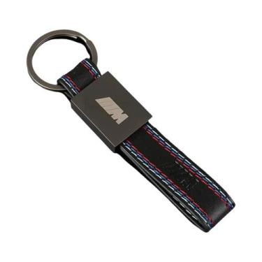 Imagem de Chaveiro Unissex BMW M Tricolor Couro Metal Car Styling Moda Chaveiro 