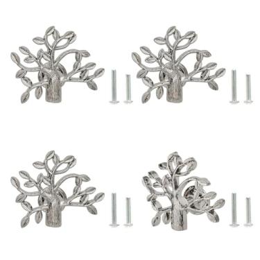 Imagem de Puxadores de armário de árvore vintage, puxadores de gaveta de árvore da vida, alça de liga de zinco de furo único para cômoda de banheiro, armário de cozinha e armário de quarto, puxadores