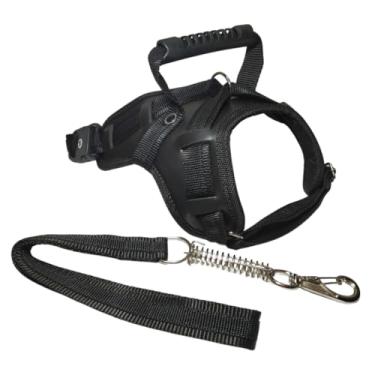 Imagem de Coleira Reforçada para Cães de Grande Porte - Pitbull, Rottweiler, Dogo Argentino e Husky + Guia Peitoral Resistente (PRETO,P)