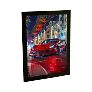 Imagem de Quadro Decorativo Samurai Dragão Negro Kanji Ilustração Japão Decoração Poster Quarto Sala