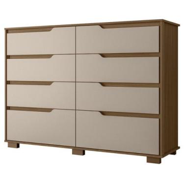 Imagem de Cômoda Para Quarto 147cm Com 8 Gavetas Parma Carvalho/Fendi Z17 - Mpoz