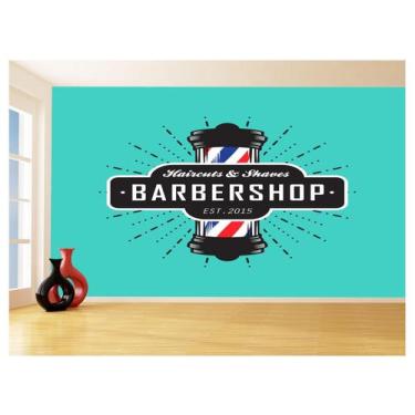 Imagem de Papel De Parede 3D Barbearia Barber Shop Logo 3,5M Brb22 - Você Decora