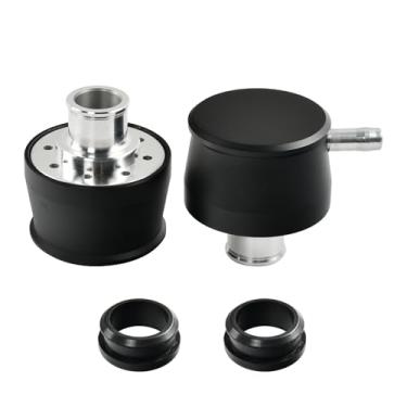 Imagem de Tampa de válvula combinada de alumínio redondo filtros de respiro adequado tubo de 2,5 cm com orifícios de tampa de válvula de 3,5 cm - conjunto de 2 (preto).