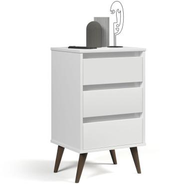 Imagem de Mesa De Cabeceira 3 Gavetas Com Pés Palito Woon Branco