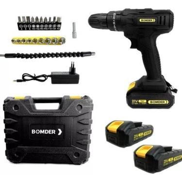 Imagem de Parafusadeira Elétrica Torque 21V Sem Fio 2 Baterias Maleta Acessórios