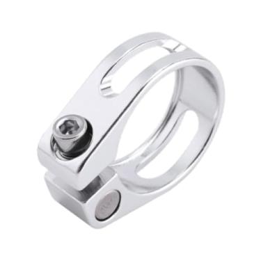 Imagem de Vaveren Grampo de canote de bicicleta, tensor de tubo de canote de bicicleta para bicicletas dobráveis ​​Track DH, liga de alumínio, clipe de tubo de assento, 28.6 Mm Prata