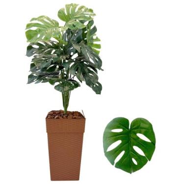 Imagem de Planta Costela De Adão Artificial Com Vaso Cores Casca Casa - FlorImp