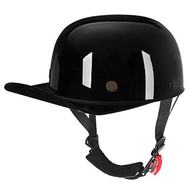 Imagem de Woljay Capacete De Motocicleta Vintage Retrô Aberto, Boné Beisebol, Meio Capacete, Masculino E Feminino, Para Ciclomotor, Jet Scooter, Street Cruiser - Certificado Dot (Extra Grande, Preto Brilhante