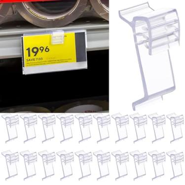 Imagem de Fulmoon Pacote com 100 suportes de placa de etiqueta de prateleira de varejo, clipe de garra na prateleira, clipes de exibição de etiquetas de preço para loja de varejo, 3,5 cm de altura por 1/2 Inc