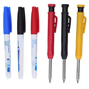 Imagem de Eacam Conjunto de Ferramentas de Marcação de 6pcs, Kit de Lápis de Cor à Prova D'água Com Reabastecimento de 12 Pcs, para Desenhar Marcas Coloridas Em Plástico, Madeira, Metal, etc.