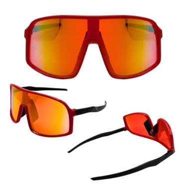 Imagem de Óculos de Sol Esportivo Ciclismo Bike Mtb Corrida Maratona Beach Tennis Altinha Proteção Facial Unissex - DTUMNC Joachim (Vermelho Lente Vermelha Haste Preta)