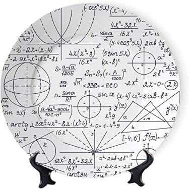 Imagem de Discos modernos para pendurar pratos, 15 cm, gênio escolar, inteligente, estudante, matemática, geometria, ciências, números, fórmulas, arte, placa redonda com suporte de exibição, decoração de parede