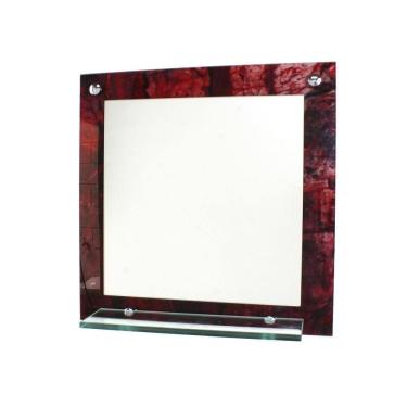 Imagem de Espelho Banheiro Prateleira 40Cm X 40Cm Mármore Avermelhado
