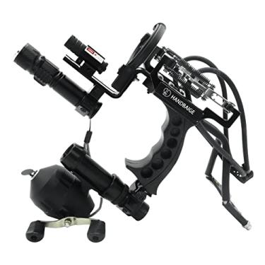 Imagem de HBG Kit de estilingue de pesca para caça ao ar livre, catapulta, pulso de alta velocidade, flecha, carretel de pesca, lanterna