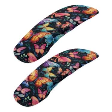 Imagem de SAJJWHHR Capas de apoio de braço para cadeira de computador com estampa de folha de borboleta, capas de descanso de braço para cadeira de escritório, capas de descanso de mão, proteção contra